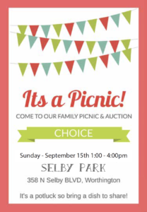 Picnic Selby Park September 15th 1pm - 4pm